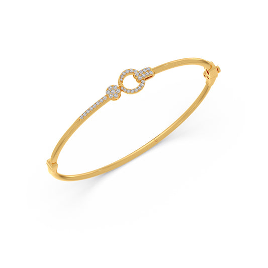 Round Diamond Circle Link Bracelet - Yellow