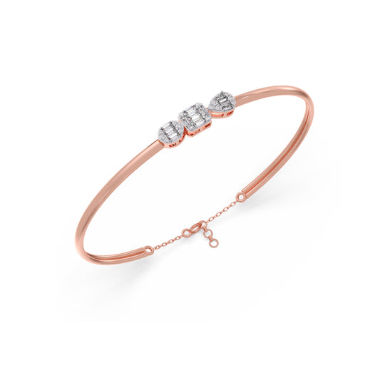 Pear & Marquise Cut Diamond Cuff Bracelet - Rose