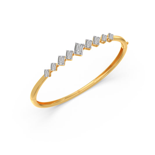 Emerald Cut Diamond Bangle Bracelet - Yellow