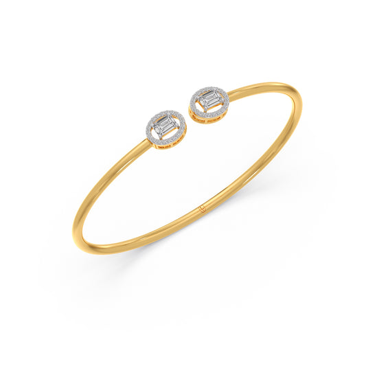 Halo Emerald Open Cuff Bracelet - Yellow