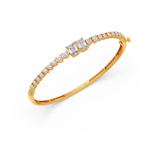 Radiant Emerald & Round Diamond Bracelet - Yellow