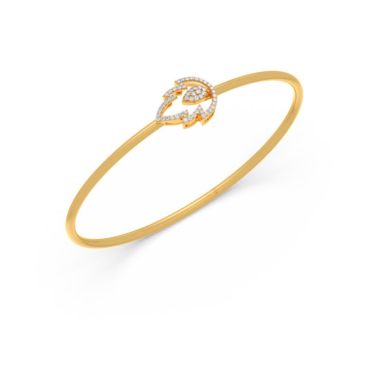 Aurelia Leaf Diamond Stiff Bracelet - Yellow