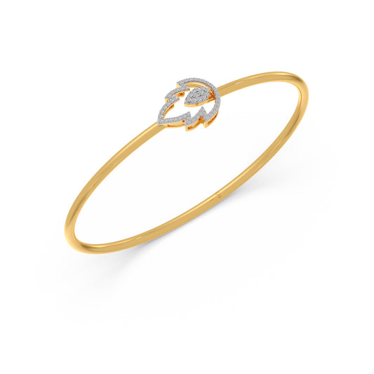 Aurelia Leaf Diamond Stiff Bracelet - Yellow