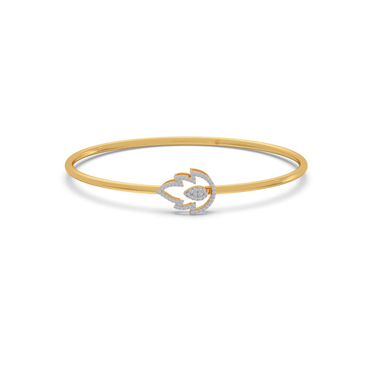 Aurelia Leaf Diamond Stiff Bracelet - Yellow