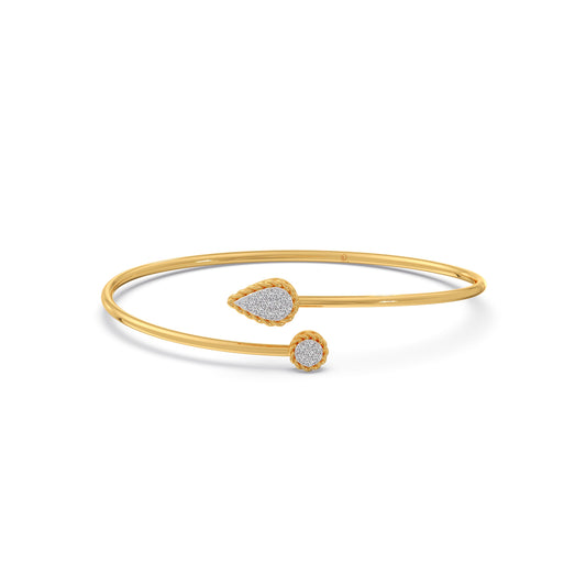 Bypass Torque Diamond Cuff Bracelet - Yellow