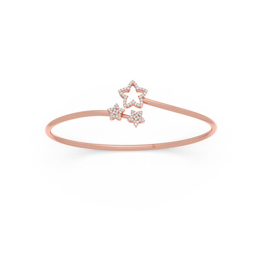 Tri-Star Diamond Stiff Bracelet - Rose