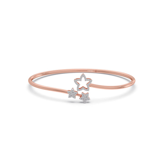 Tri-Star Diamond Stiff Bracelet - Rose