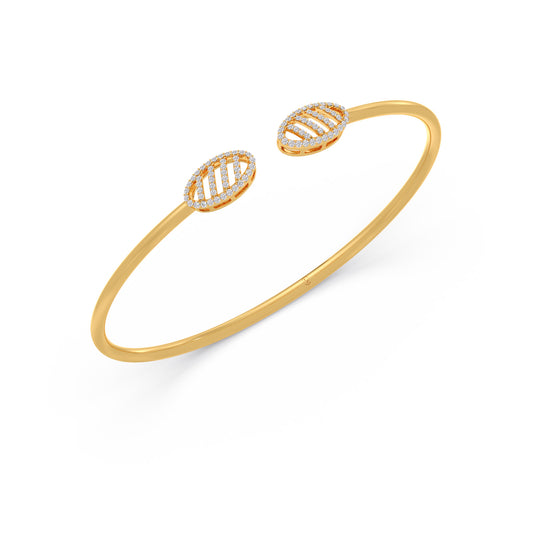 Oval Lattice Diamond Cuff Bracelet - Yellow