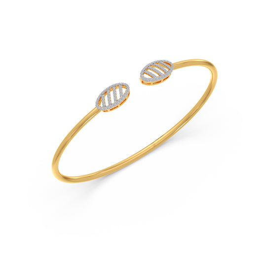 Oval Lattice Diamond Cuff Bracelet - Yellow