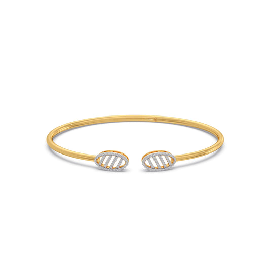 Oval Lattice Diamond Cuff Bracelet - Yellow