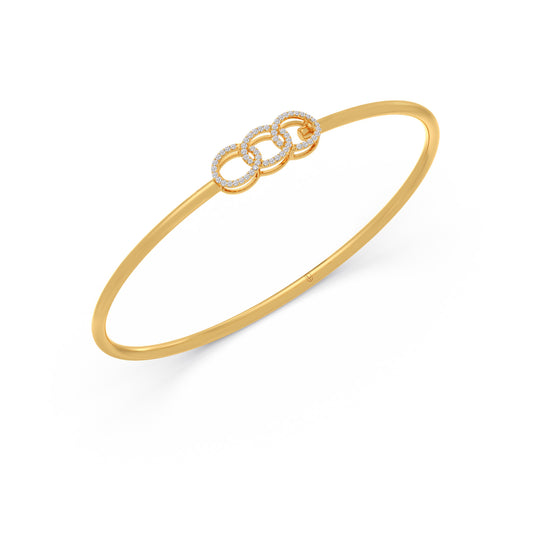 Trio link Diamond Stiff Bracelet - Yellow