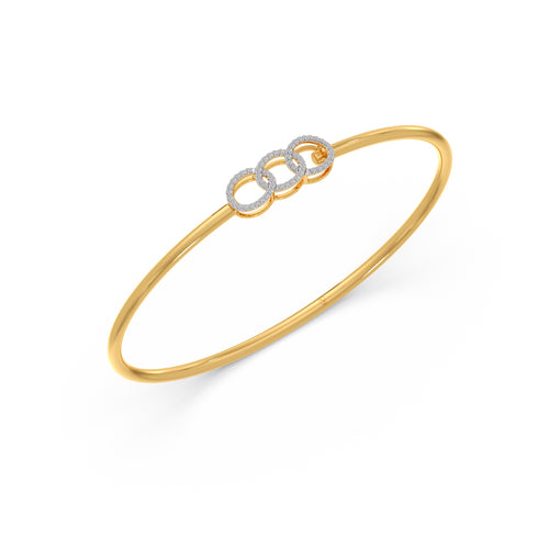 Trio link Diamond Stiff Bracelet
