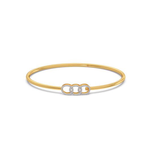 Trio link Diamond Stiff Bracelet - Yellow