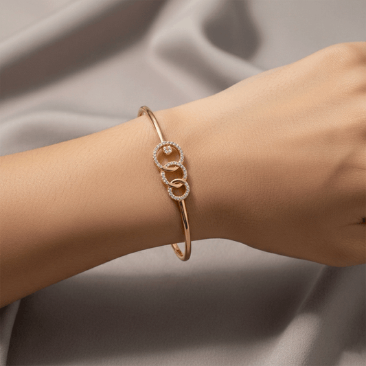 Trio Orbit Round Diamond Stiff Bracelet - MH