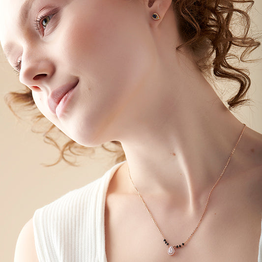 Pear Halo Diamond Mangalsutra Necklace - MQ