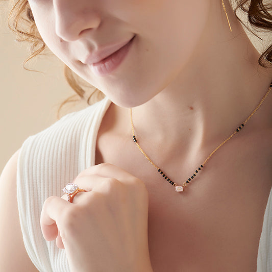 Emerald-Cut Diamond Solitaire Mangalsutra - MQ