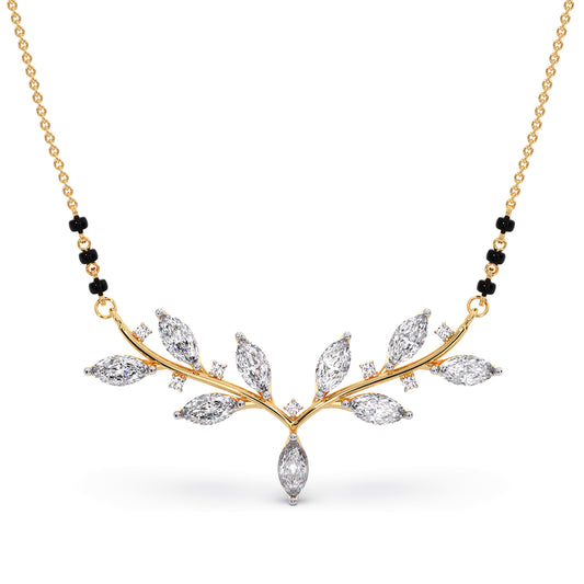 Marquise-Cut Diamond Leaf Mangalsutra - Yellow