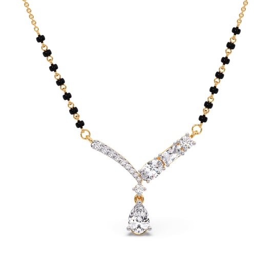 Pear Drop Multi-Cut Diamond Mangalsutra - Yellow
