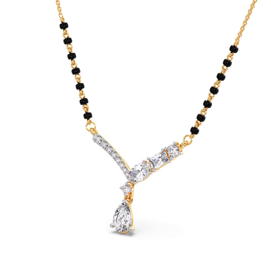 Pear Drop Multi-Cut Diamond Mangalsutra - Yellow