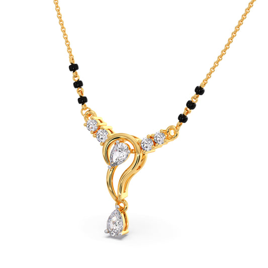 Delicate Pear and Round Diamond Mangalsutra - Yellow