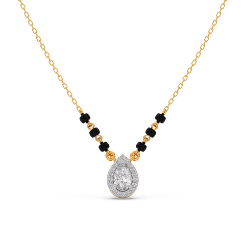 Pear Halo Diamond Mangalsutra Necklace