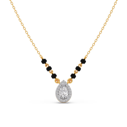 Pear Halo Diamond Mangalsutra Necklace - Yellow