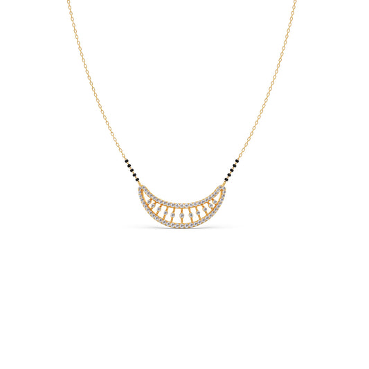 Clustered Dew Round Diamond Mangalsutra - Yellow
