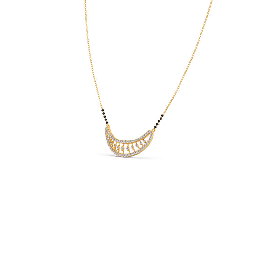 Clustered Dew Round Diamond Mangalsutra - Yellow