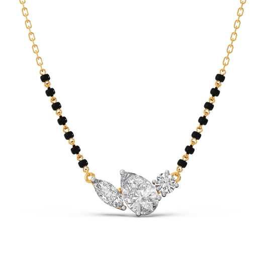Trio Marquise Pear Round Diamond Mangalsutra - Yellow