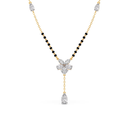 Floral Diamond Drop Mangalsutra Necklace