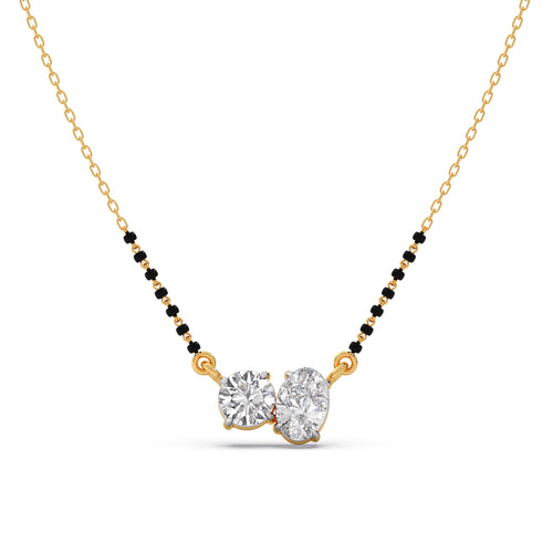Oval & Round Diamond Mangalsutra Necklace