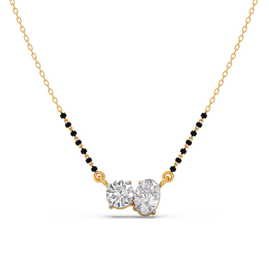 Oval & Round Diamond Mangalsutra Necklace - Yellow