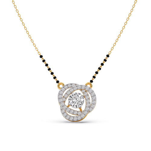 Swirl Halo Diamond Mangalsutra Necklace