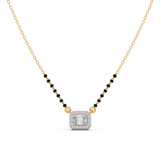 Emerald-Cut Diamond Halo Mangalsutra - Yellow