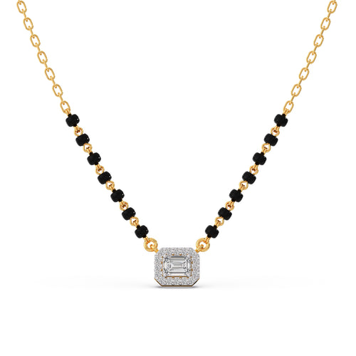 Emerald-Cut Diamond Halo Mangalsutra