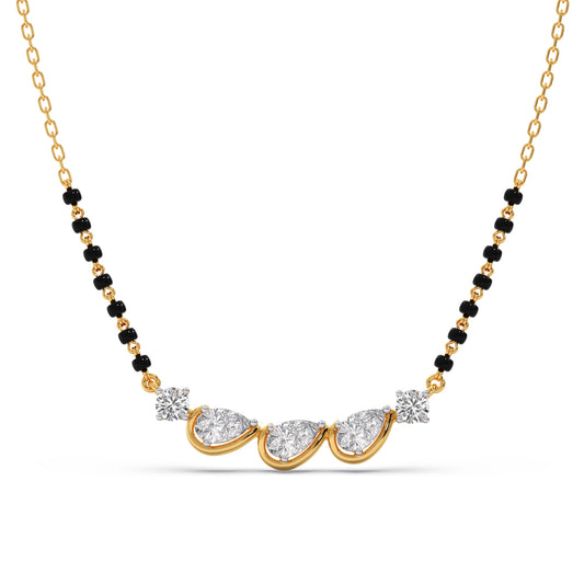 Triple Pear Diamond Mangalsutra - Yellow