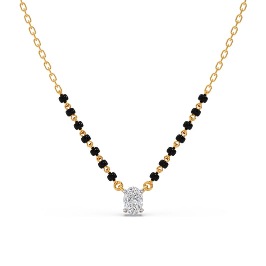 Minimalist Oval Diamond Mangalsutra - Yellow