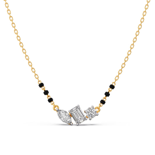 Emerald and Marquise Solitaire Diamond Mangalsutra - Yellow