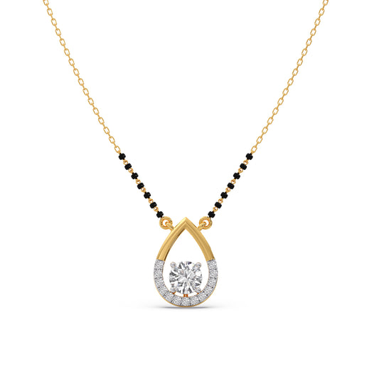 Floating Diamond Teardrop Mangalsutra - Yellow
