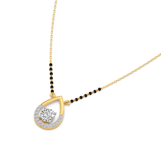 Floating Diamond Teardrop Mangalsutra - Yellow