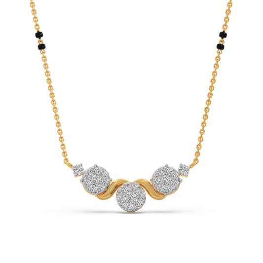 Navya Swirl Cluster Diamond Mangalsutra - Yellow