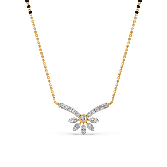 Floral Majesty Diamond Mangalsutra - Yellow