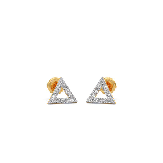 Triangular Diamond Stud Earrings - Yellow