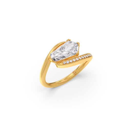 Celestial Pin-Cut Solitaire Bypass Ring - Yellow