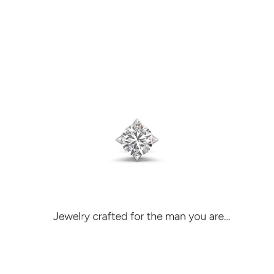 Dazzling Round Solitaire Men's Stud - Rose