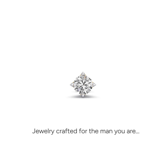 Dazzling Round Solitaire Men's Stud - Yellow
