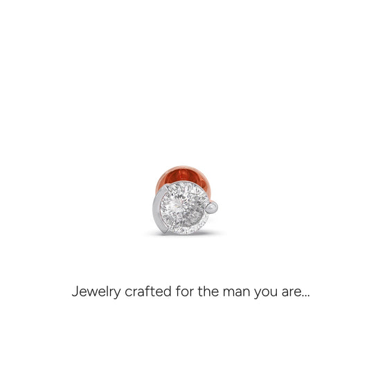 Half-Bezel Round Solitaire Men's Stud - Rose