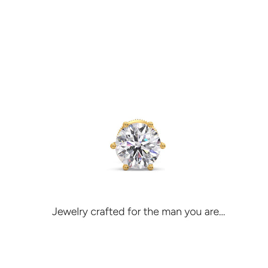 Timeless Round Solitaire Men's Stud - Yellow