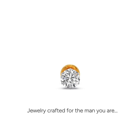 Core Round Solitaire Mens Stud - Yellow