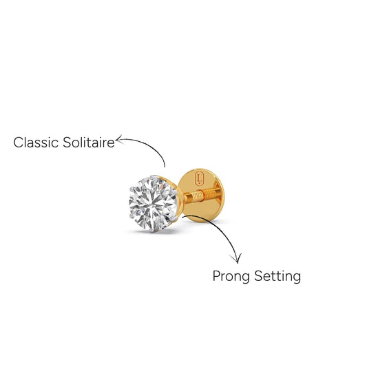 Core Round Solitaire Mens Stud - Yellow